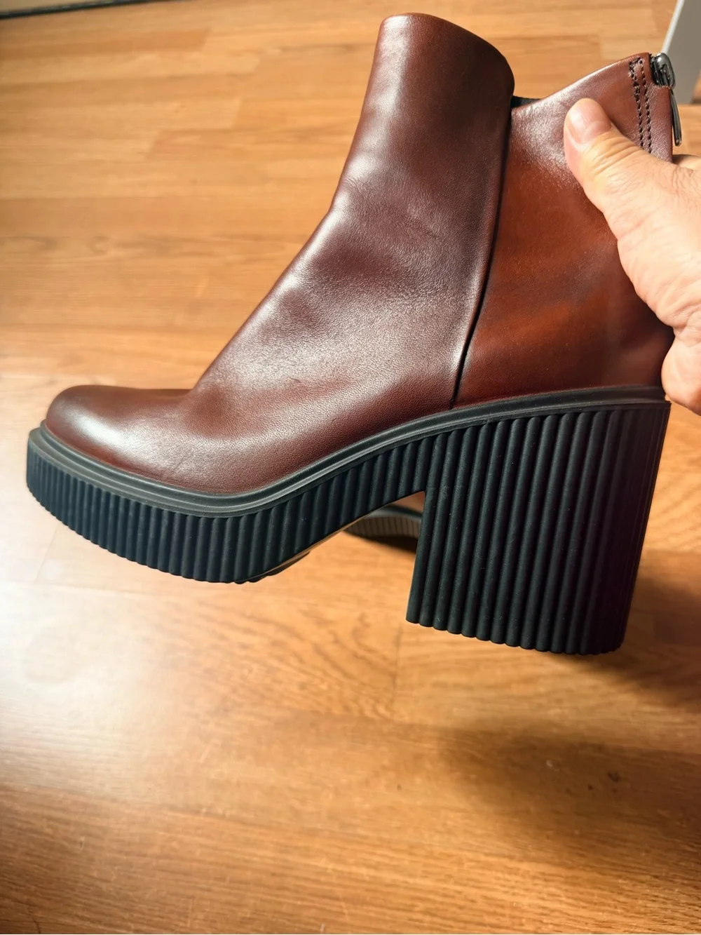 Ecco Women's Platform Ankle Boots - Chestnut Brown